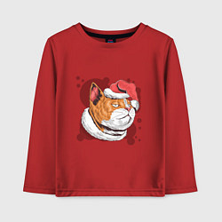 Лонгслив хлопковый детский Christmas Cat, цвет: красный