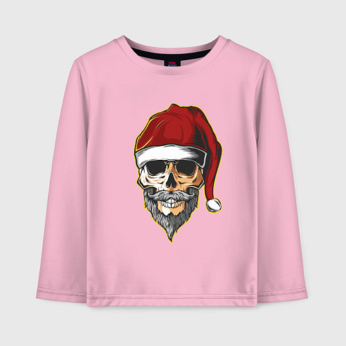 Детский лонгслив Santa Skull / Светло-розовый – фото 1