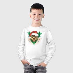 Лонгслив хлопковый детский Christmas Dog, цвет: белый — фото 2