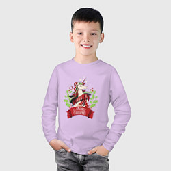 Лонгслив хлопковый детский Christmas Unicorn, цвет: лаванда — фото 2