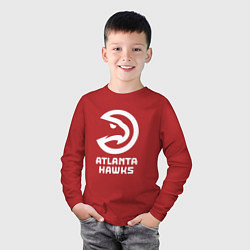 Лонгслив хлопковый детский Атланта Хокс, Atlanta Hawks, цвет: красный — фото 2