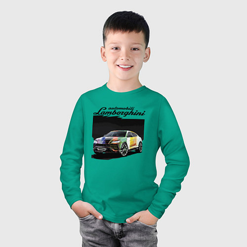 Детский лонгслив Lamborghini Urus - это очень круто! / Зеленый – фото 3