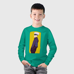 Лонгслив хлопковый детский Весельчак Сатору Годжо аниме Jujutsu Kaisen, цвет: зеленый — фото 2