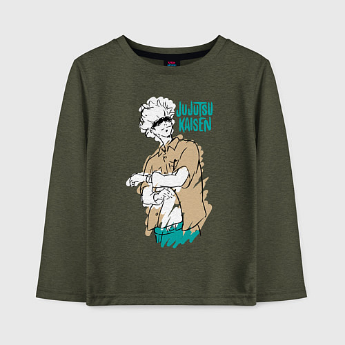 Детский лонгслив Учитель Годжо из Магической Битвы / Меланж-хаки – фото 1