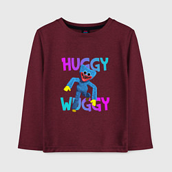 Лонгслив хлопковый детский Huggy Wuggy: Игрушка с зубами, цвет: меланж-бордовый