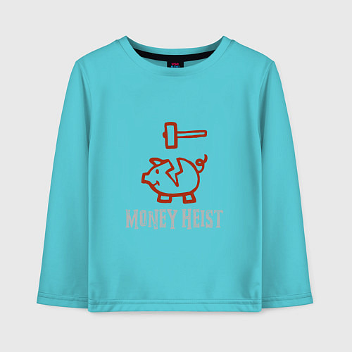 Детский лонгслив Копилка - Money Heist / Бирюзовый – фото 1