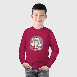 Лонгслив хлопковый детский Cool Santa, цвет: маджента — фото 2