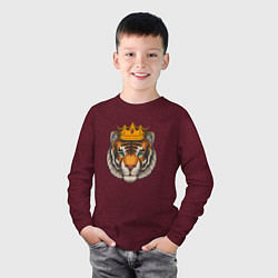 Лонгслив хлопковый детский Тигр в короне Tiger in the crown, цвет: меланж-бордовый — фото 2