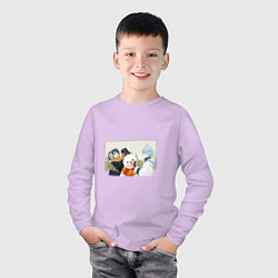 Лонгслив хлопковый детский Зимняя радость, цвет: лаванда — фото 2