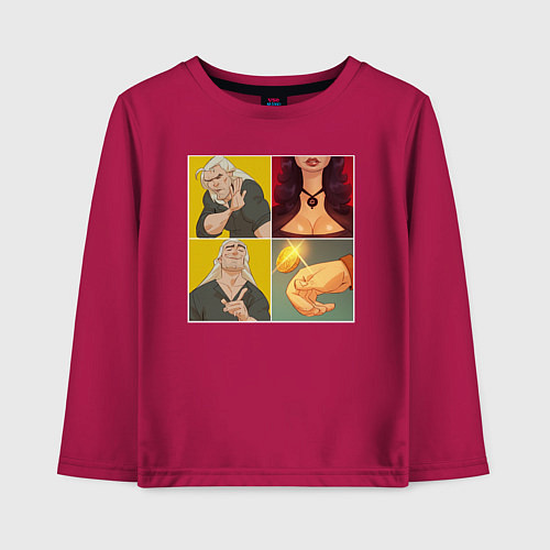 Детский лонгслив Ведьмаку Заплатите Чеканной Монетой / Маджента – фото 1