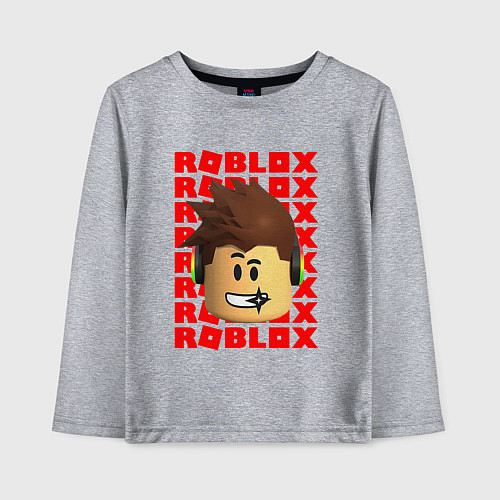 Детский лонгслив ROBLOX RED LOGO LEGO FACE / Меланж – фото 1