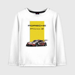 Лонгслив хлопковый детский Porsche Carrera 4S Motorsport, цвет: белый