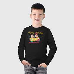 Лонгслив хлопковый детский Happy Holoday Mouse, цвет: черный — фото 2