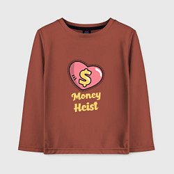 Лонгслив хлопковый детский Money Heist Heart, цвет: кирпичный