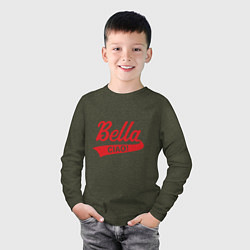 Лонгслив хлопковый детский Bella Ciao Белла Чао, цвет: меланж-хаки — фото 2