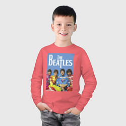 Лонгслив хлопковый детский The Beatles - world legend!, цвет: коралловый — фото 2
