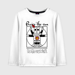 Лонгслив хлопковый детский Dark Souls - Praise the Sun!, цвет: белый