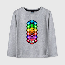 Лонгслив хлопковый детский Geometry Dash: Smiles, цвет: меланж