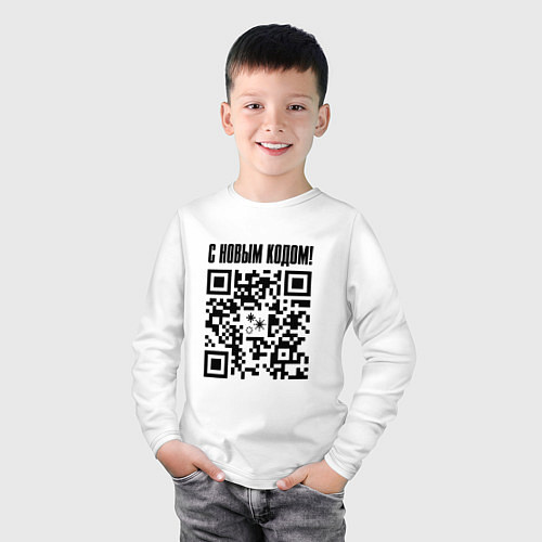 Детский лонгслив С НОВЫМ КОДОМ - QR КОД КЮАР КОД / Белый – фото 3