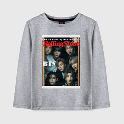 Лонгслив хлопковый детский BTS БТС на обложке журнала, цвет: меланж