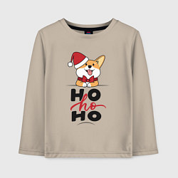 Лонгслив хлопковый детский Corgi Ho ho Ho, цвет: миндальный