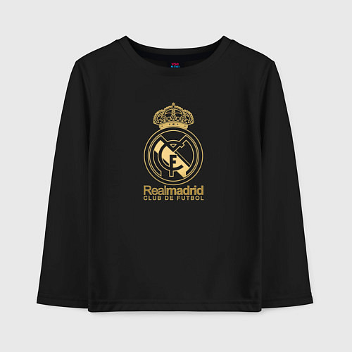 Детский лонгслив Real Madrid gold logo / Черный – фото 1