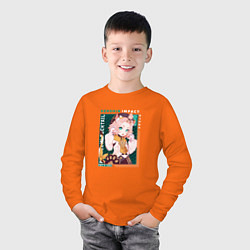 Лонгслив хлопковый детский Диона Diona милый котенок, Genshin Impact, цвет: оранжевый — фото 2