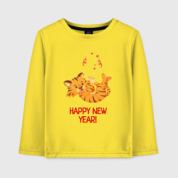 Лонгслив хлопковый детский Happy New Year Тигренок 2022, цвет: желтый