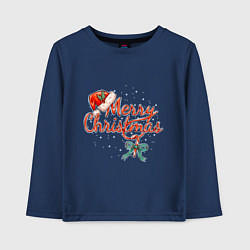 Лонгслив хлопковый детский Merry Christmas 2022, цвет: тёмно-синий