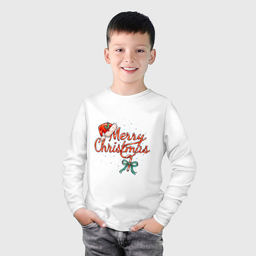 Детский лонгслив Merry Christmas 2022 / Белый – фото 3