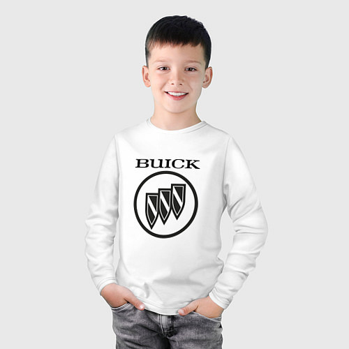 Детский лонгслив Buick Black and White Logo / Белый – фото 3