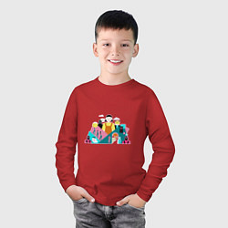 Лонгслив хлопковый детский Игра в кальмара 2d, цвет: красный — фото 2