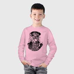 Лонгслив хлопковый детский Мудрый морской волк, цвет: светло-розовый — фото 2