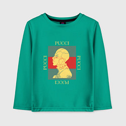 Лонгслив хлопковый детский PUCCI GOLD ПУЧЧИ ЗОЛОТО, цвет: зеленый