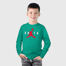 Лонгслив хлопковый детский AIR SANTA - ЭЙР САНТА, цвет: зеленый — фото 2