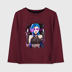 Лонгслив хлопковый детский JINX SHOOT ARCANE LOL, цвет: меланж-бордовый