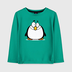 Лонгслив хлопковый детский Глазастый пингвин, цвет: зеленый
