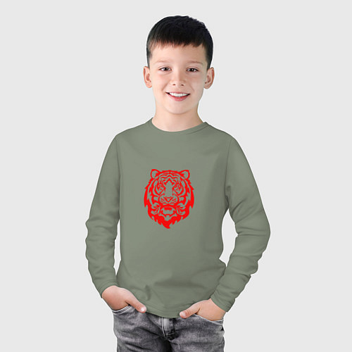 Детский лонгслив Символ года тигренок красный / Авокадо – фото 3