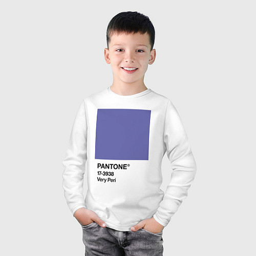 Детский лонгслив Цвет Pantone 2022 года - Very Peri / Белый – фото 3
