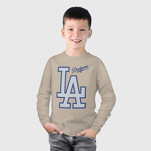 Детский лонгслив Los Angeles Dodgers - baseball team / Миндальный – фото 3