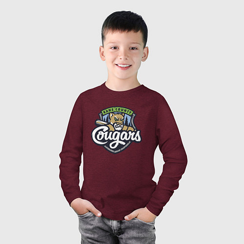 Детский лонгслив Kane County Cougars - baseball team / Меланж-бордовый – фото 3
