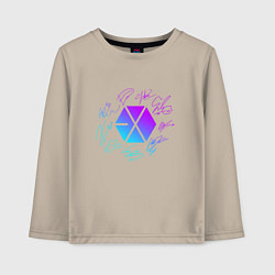 Лонгслив хлопковый детский EXO BAND NEON LOGO АВТОГРАФЫ, цвет: миндальный