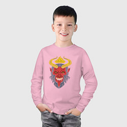 Лонгслив хлопковый детский Монстр с рогами, цвет: светло-розовый — фото 2