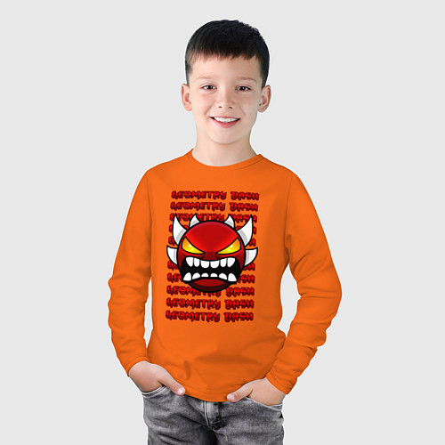 Детский лонгслив GEOMETRY DASH КРАСНЫЙ ОГНЕННЫЙ ДЕМОН / Оранжевый – фото 3