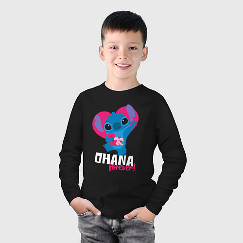 Детский лонгслив Ohana forever / Черный – фото 3