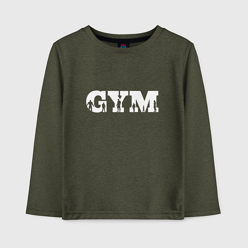 Детский лонгслив GYM- образ жизни / Меланж-хаки – фото 1