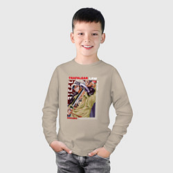 Лонгслив хлопковый детский Ван-Пис One Piece, Трафальгар Ло,, цвет: миндальный — фото 2