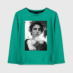 Лонгслив хлопковый детский Timothee Chalamet с розами, цвет: зеленый