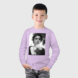 Лонгслив хлопковый детский Timothee Chalamet с розами, цвет: лаванда — фото 2