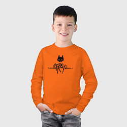 Лонгслив хлопковый детский Stray: Black Logo, цвет: оранжевый — фото 2